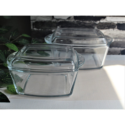 Royal Set of 2 Square Casserole with Glass Lid Baking Dish with Lid Glass Bowl 8 inches and 10 inches - Heaven of homes