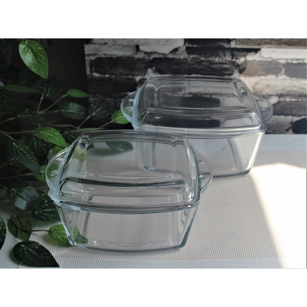 Square Casserole with Glass Lid Baking Dish with Lid Glass Bowl 8 inches and 10 inches - Heaven of homes