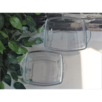 Royal Set of 2 Square Casserole with Glass Lid Baking Dish with Lid Glass Bowl 8 inches and 10 inches - Heaven of homes