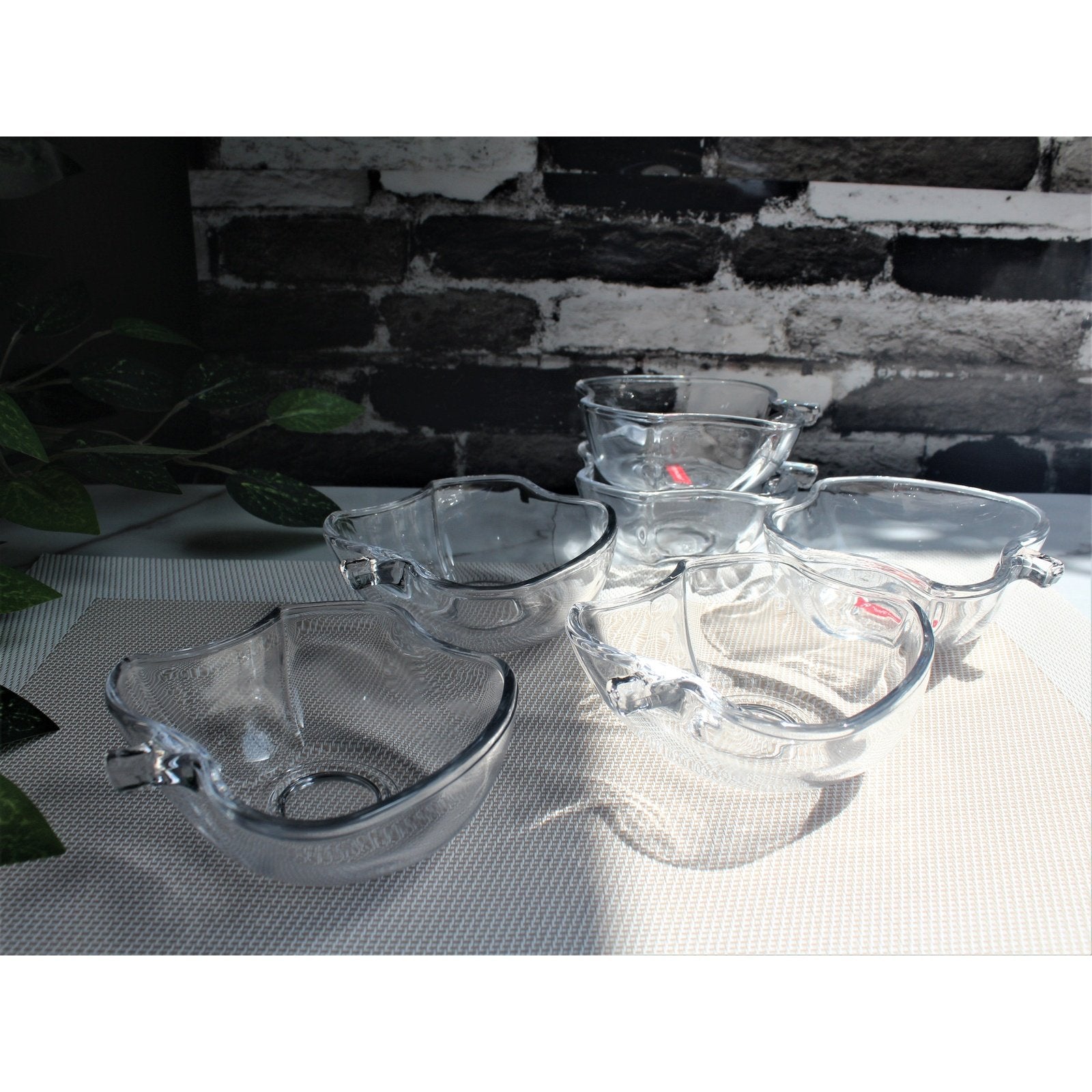 Set of 6 Apple Shaped Fruit Bowls Transparent Glass 4 Inches Beautiful Bowl - Heaven of homes