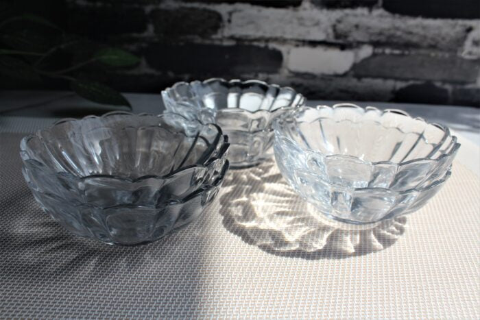 Royal Set of 6 Fruit Bowls Transparent Glass 3 Inches Each Clear Glass Custard Bowls Lovely Bowls - Heaven of homes