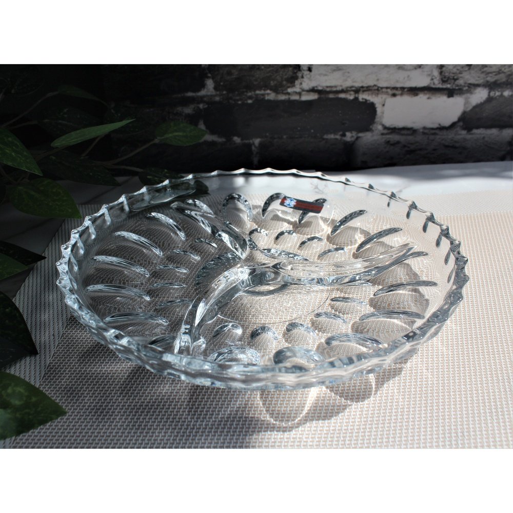 Glass Dry Fruit Dish Candy Tray with Partitions Clear Glass 9 inches - Heaven of homes