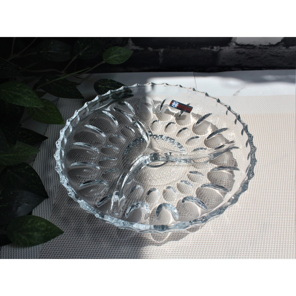 Glass Dry Fruit Dish Candy Tray with Partitions Clear Glass 9 inches - Heaven of homes