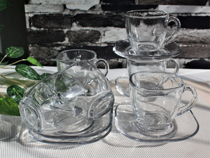 Kaveh Cup and Saucer Transparent Square Coffee Cups and Tea Mugs Set of 6 - Heaven of homes