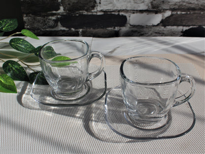 Kaveh Cup and Saucer Transparent Square Coffee Cups and Tea Mugs Set of 6 - Heaven of homes