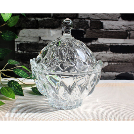 Florence Candy Bowl with Glass Lid Clear Glass Sugar Pot - Heaven of homes