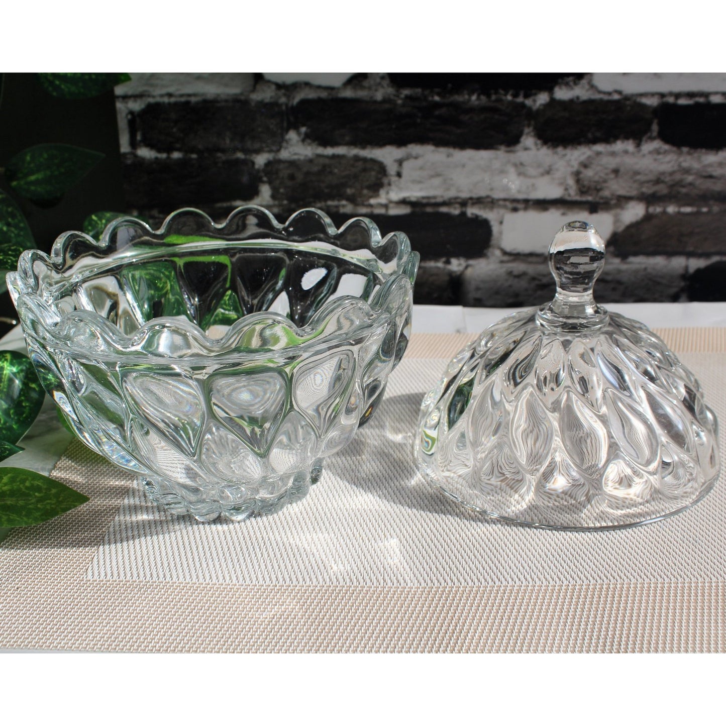 Florence Candy Bowl with Glass Lid Clear Glass Sugar Pot - Heaven of homes