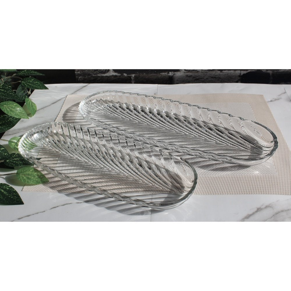 Santa Kabab Dish Transparent Clear Glass Serving Tray Barbeque Dish BBQ Platter - Heaven of homes