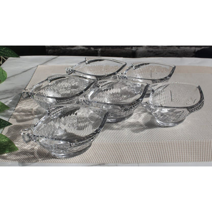 Royal Set of 6 Fish Shaped Fruit Bowls Transparent Glass 4.5 Inches Each Clear Glass Custard Bowls - Heaven of homes