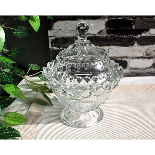 Yaqout Candy Bowl with Glass Lid Clear Glass Sugar Pot - Heaven of homes