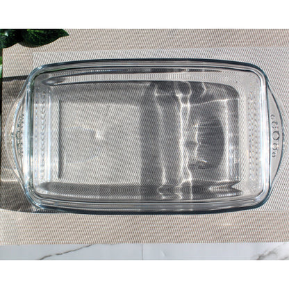 Shabnam Casserole with Glass Lid Clear Glass Serving Dish Rectangular Dish Imported 13 Inch - Heaven of homes