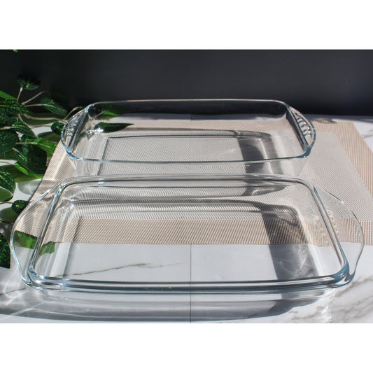 Shabnam Casserole with Glass Lid Clear Glass Serving Dish Rectangular Dish Imported 13 Inch - Heaven of homes