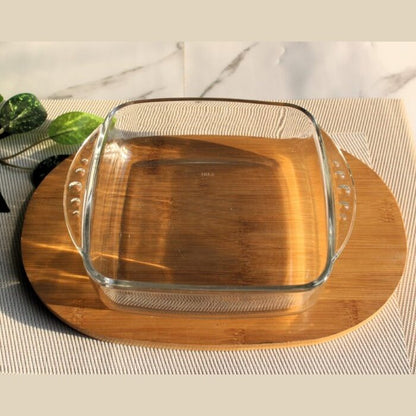 Royal Senobar Medium Square Baking Dish Clear Glass Serving Bowl Soup Bowl Pizza Baking Dish 7.5 Inches - Heaven of homes