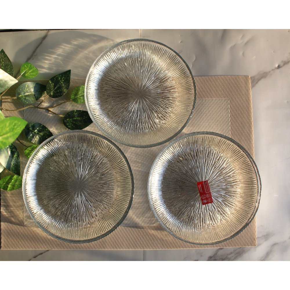 Set of 6 Solo Quarter Plates Plates For Dessert Transparent Glass 6 Pieces 7 Inches Plates Microwave Safe - Heaven of homes