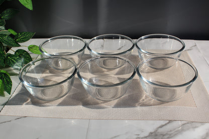 Set of 6 Soup Bowls Clear Glass Microve Safe Bowls 5 Inches Plain - Heaven of homes