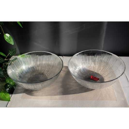 Set of 2 Solo Glass Serving Bowl Transparent Glass 10 Inches Serving Bowls - Heaven of homes