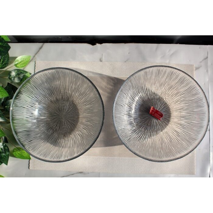 Set of 2 Solo Glass Serving Bowl Transparent Glass 10 Inches Serving Bowls - Heaven of homes