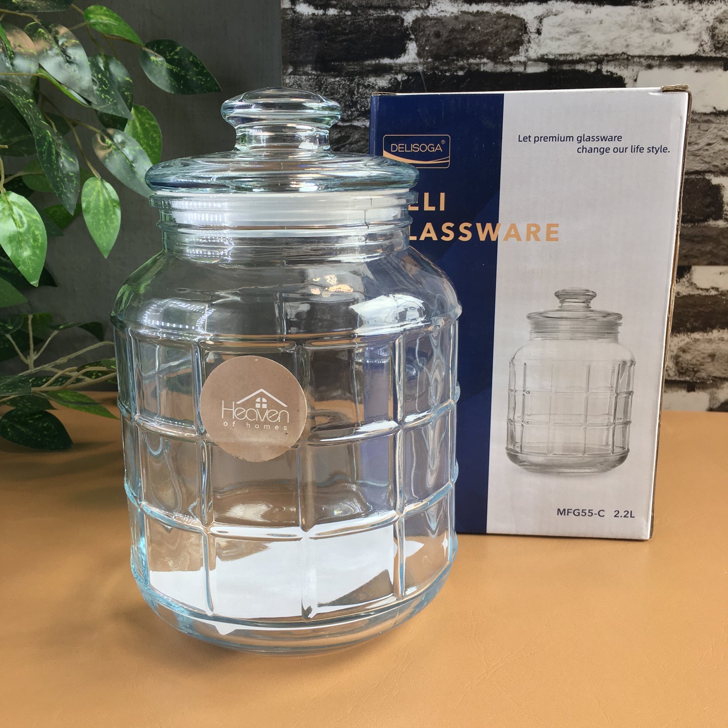 Delisoga® Air Tight Glass Jar 2.2 Liters Capacity Clear Glass Storage Jar - Heaven of homes