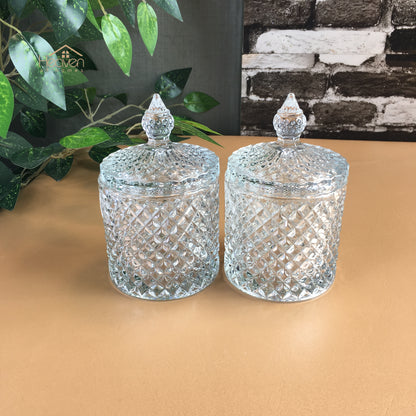 Delisoga® Crystal Candy Dish Set of 2 Elegant Candy Jars for Sweets & Treats New