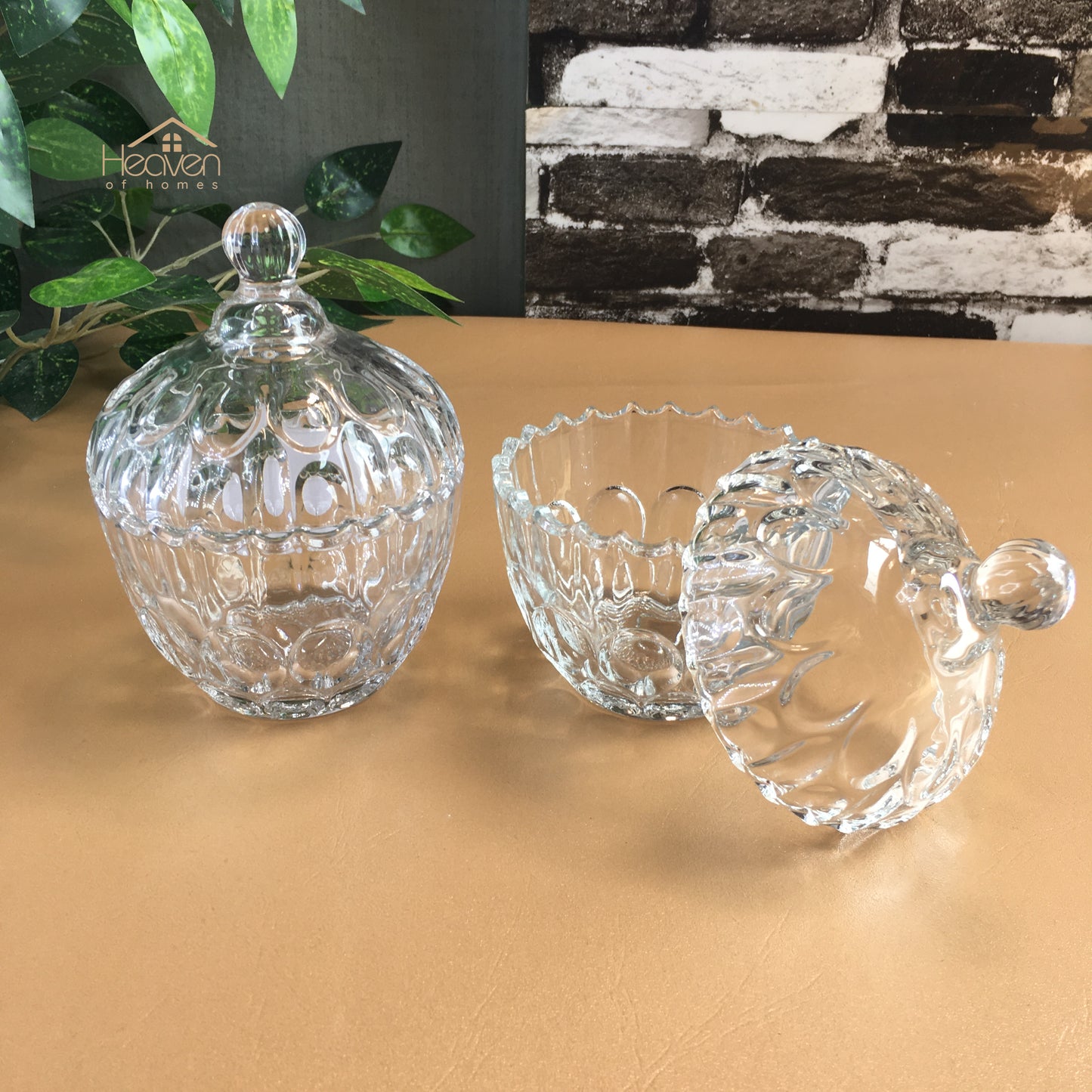 Delisoga® Crystal Candy Dish Set - 2 Elegant Candy Jars for Sweets & Treats