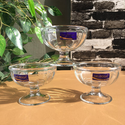 Delisoga® Set of 6 Ice Cream Bowls - Clear Glass Serving Bowls for Desserts