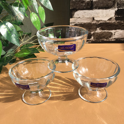 Delisoga® Set of 6 Ice Cream Bowls - Clear Glass Serving Bowls for Desserts