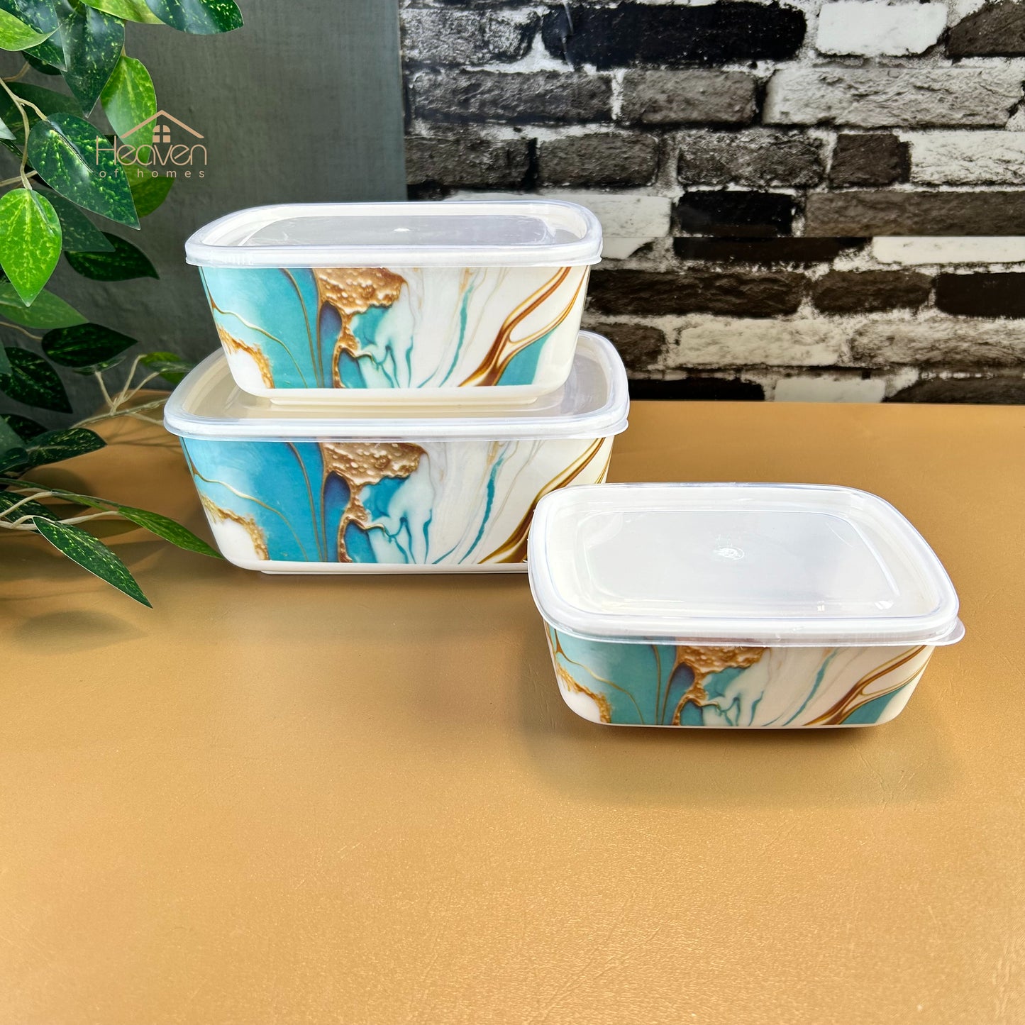 Set of 3 Melamine Bowls with Lids – BPA-Free, Microwave Safe, Ideal for Storage & Serving | Heaven Collection