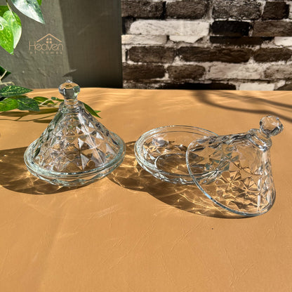 Delisoga® Crystal Candy Dish Set of 2 Elegant Candy Jars for Sweets & Treats Trending