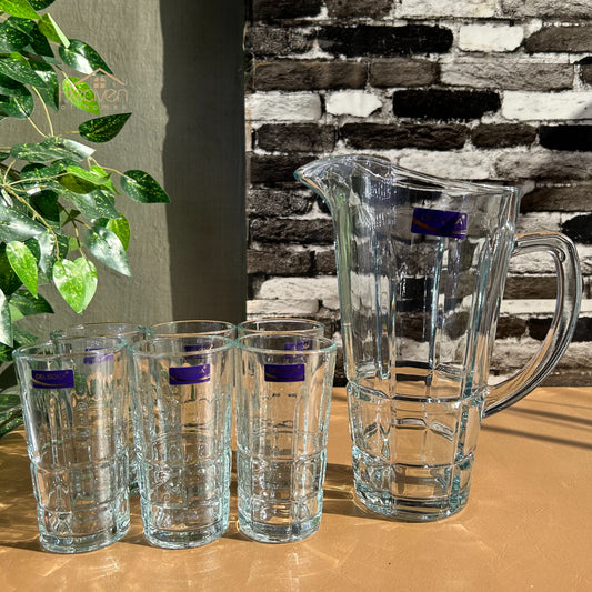 Delisoga® Premium 7-Piece Glass Water and Serving Set 6 Glasses & 1 Jug