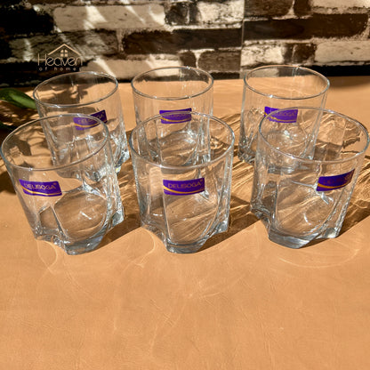 Delisoga® Set of 6 Transparent Glass Tumblers – 355ml for Home & Dining