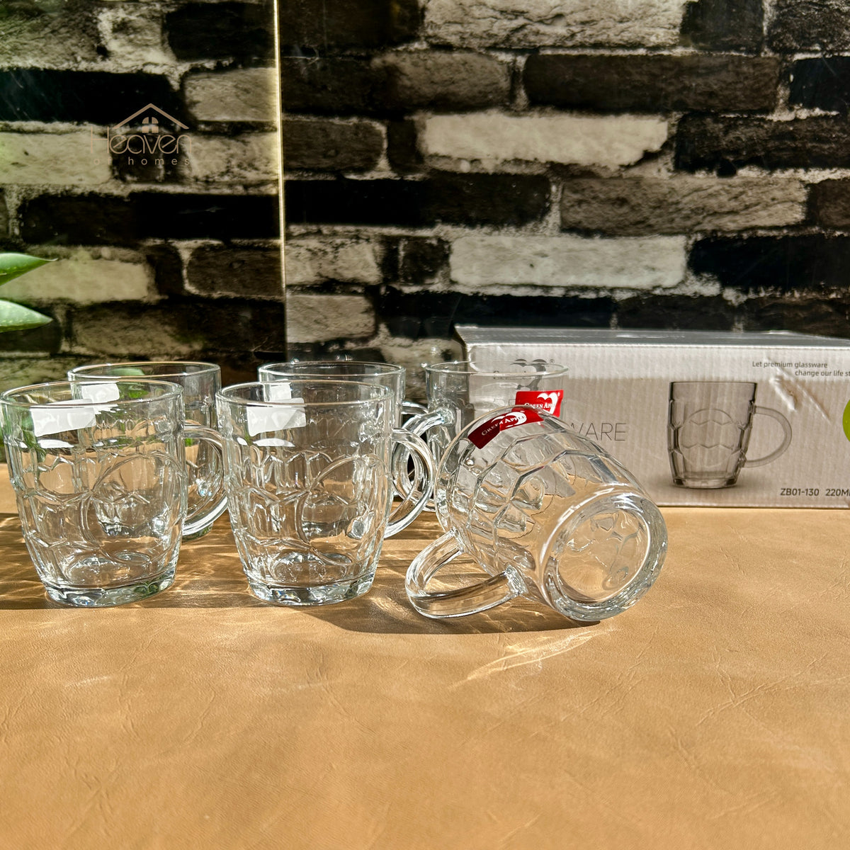 Deli® 6-Piece 220 ml Glass Cup Set – Clear, Heat-Resistant Cups for Tea & Coffee ZB01-130