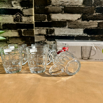 Deli® 6-Piece 220 ml Glass Cup Set – Clear, Heat-Resistant Cups for Tea & Coffee ZB01-130