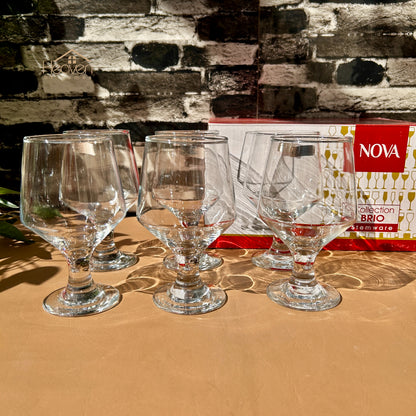Nova® 6-Piece Clear Glass Vine Drinking Glass Set – Elegant Tumblers for Water & Juice Brio 300 ml