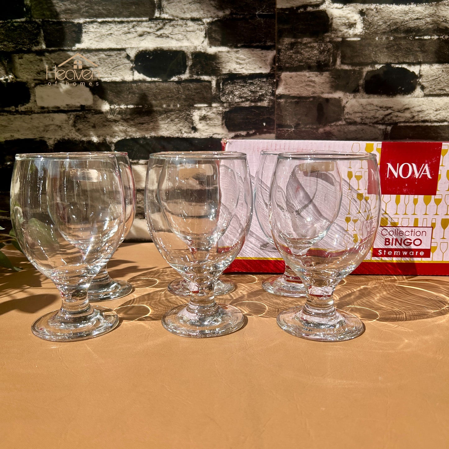 Nova® 6-piece Transparent Vine Glass Drinking Glasses – For Home & Dining Bingo 350 ml