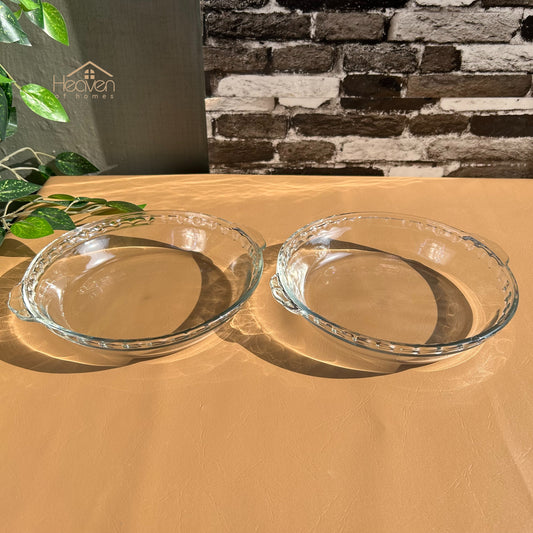 Heaven Set of 2 Transparent Glass Pizza Baking Dishes | 8.5 Inch Oven-Safe Plates