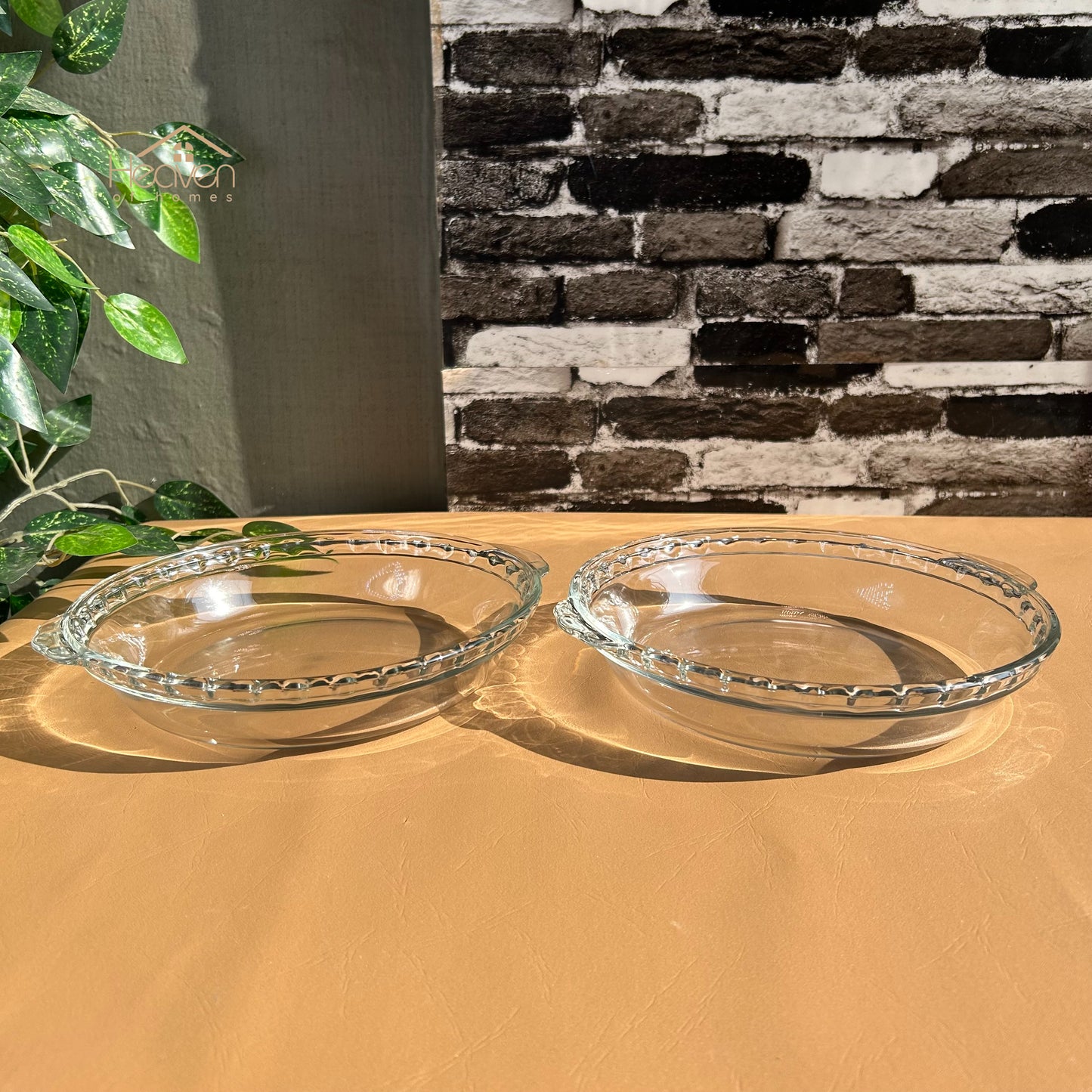 Heaven Set of 2 Transparent Glass Pizza Baking Dishes | 8.5 Inch Oven-Safe Plates