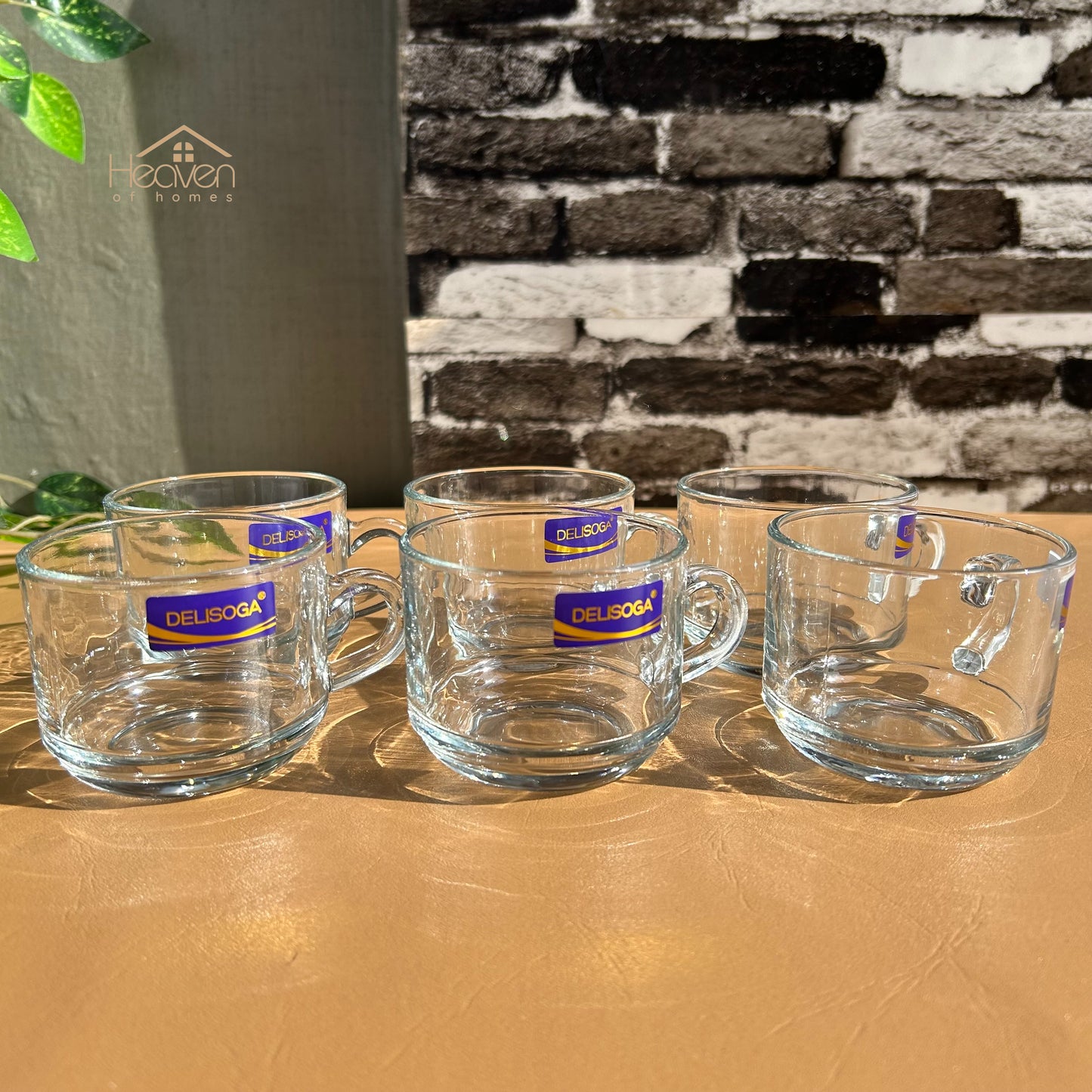 Delisoga® Transparent Clear Glass Cofee & Tea Mugs 210 ML Set of 6 Cup Style