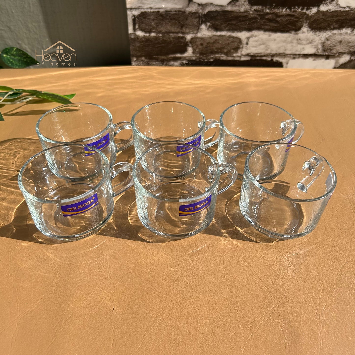 Delisoga® Transparent Clear Glass Cofee & Tea Mugs 210 ML Set of 6 Cup Style