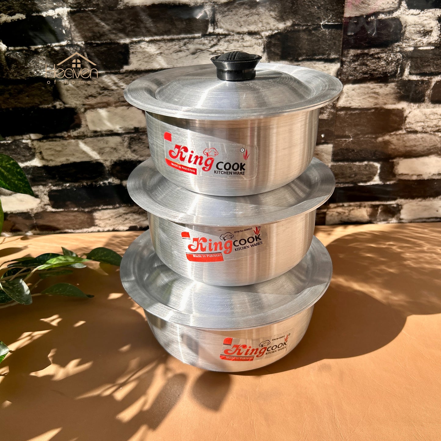 Heaven® Set of 3 Silver Steel Cooking Pot – Light Weight & Long-Lasting Large Set
