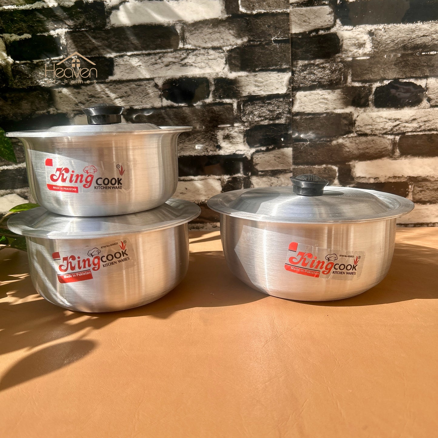 Heaven® Set of 3 Silver Steel Cooking Pot – Light Weight & Long-Lasting Large Set