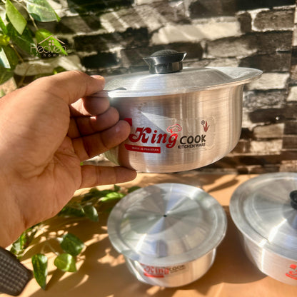 Heaven® Set of 3 Silver Steel Cooking Pot – Light Weight & Long-Lasting Large Set