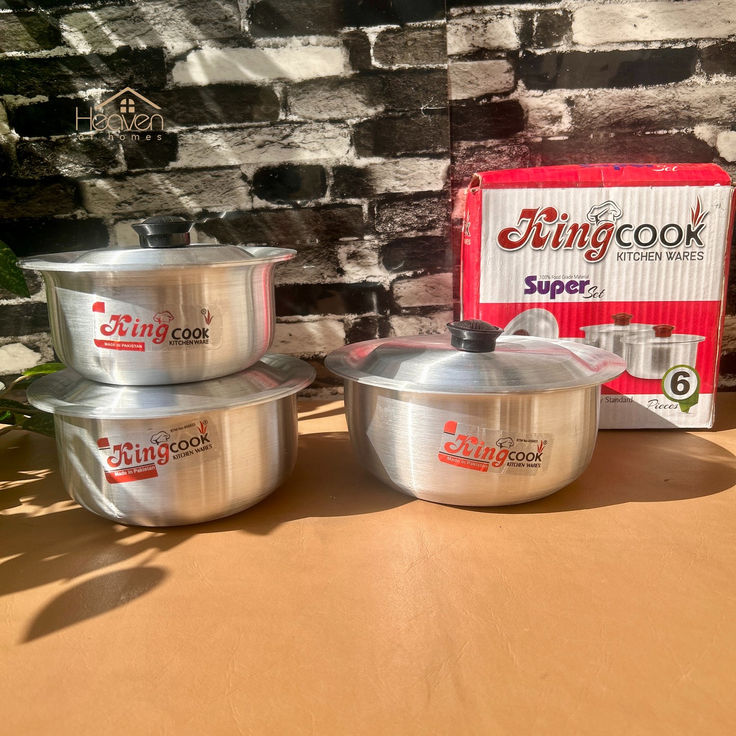 Heaven® Set of 3 Silver Steel Cooking Pot – Light Weight & Long-Lasting Large Set