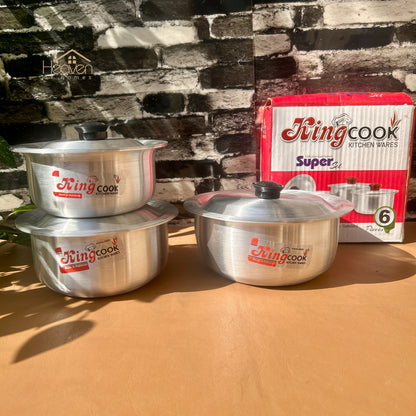 Heaven® Set of 3 Silver Steel Cooking Pot – Light Weight & Long-Lasting Large Set