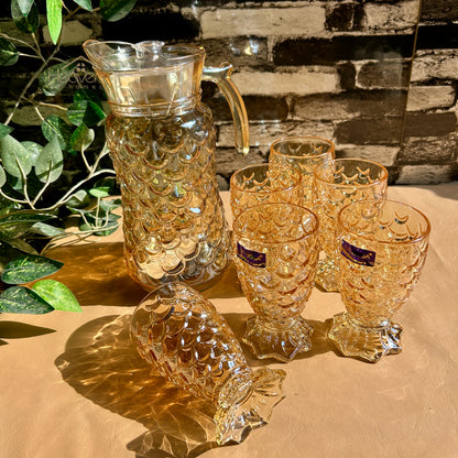 Delisoga® 7-Piece Golden Water Set – Drinking Glass Set Fish Style YZH-345/L7