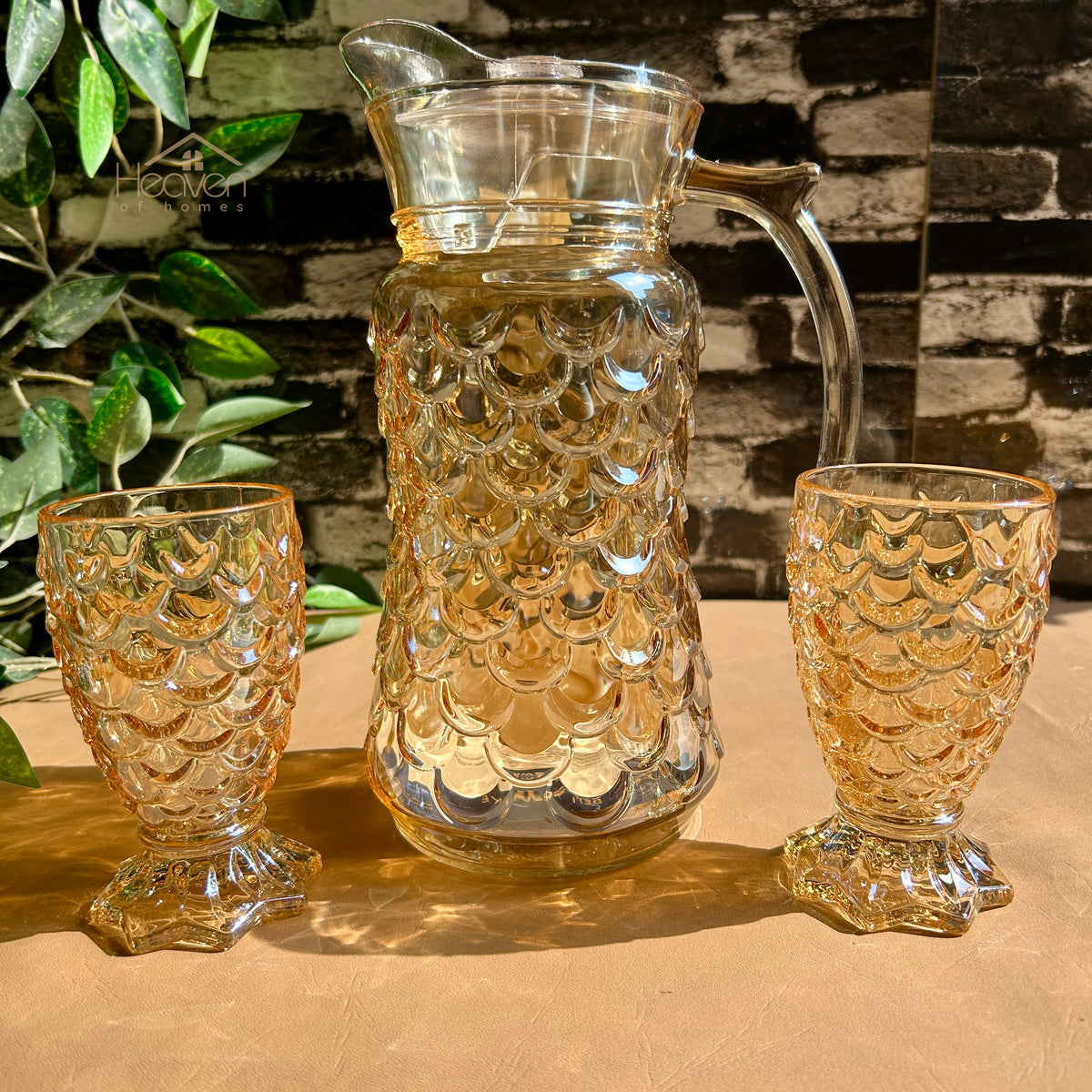 Delisoga® 7-Piece Golden Water Set – Drinking Glass Set Fish Style YZH-345/L7