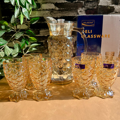 Delisoga® 7-Piece Golden Water Set – Drinking Glass Set Fish Style YZH-345/L7