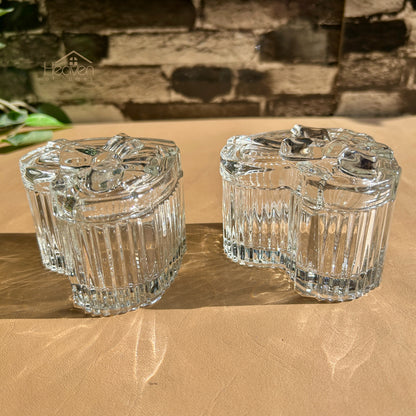 Deli® Set of 2 Small Glass Candy Jars – Elegant Transparent Storage Container TG30-3.5