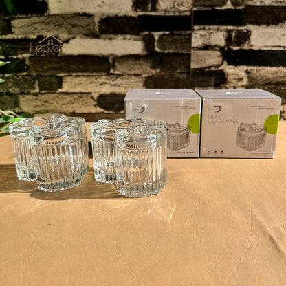 Deli® Set of 2 Small Glass Candy Jars – Elegant Transparent Storage Container TG30-3.5