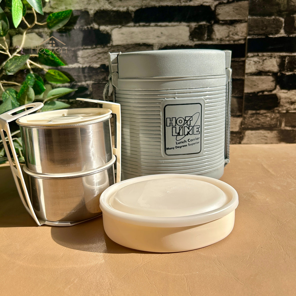 Hot Line 2 Compartment Lunch Carrier Tiffin Stainless Steel Box With Insulated Cover Easy to Use for office and work