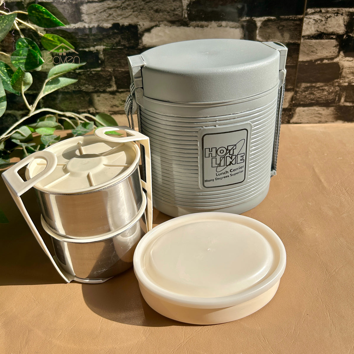 Hot Line 2 Compartment Lunch Carrier Tiffin Stainless Steel Box With Insulated Cover Easy to Use for office and work